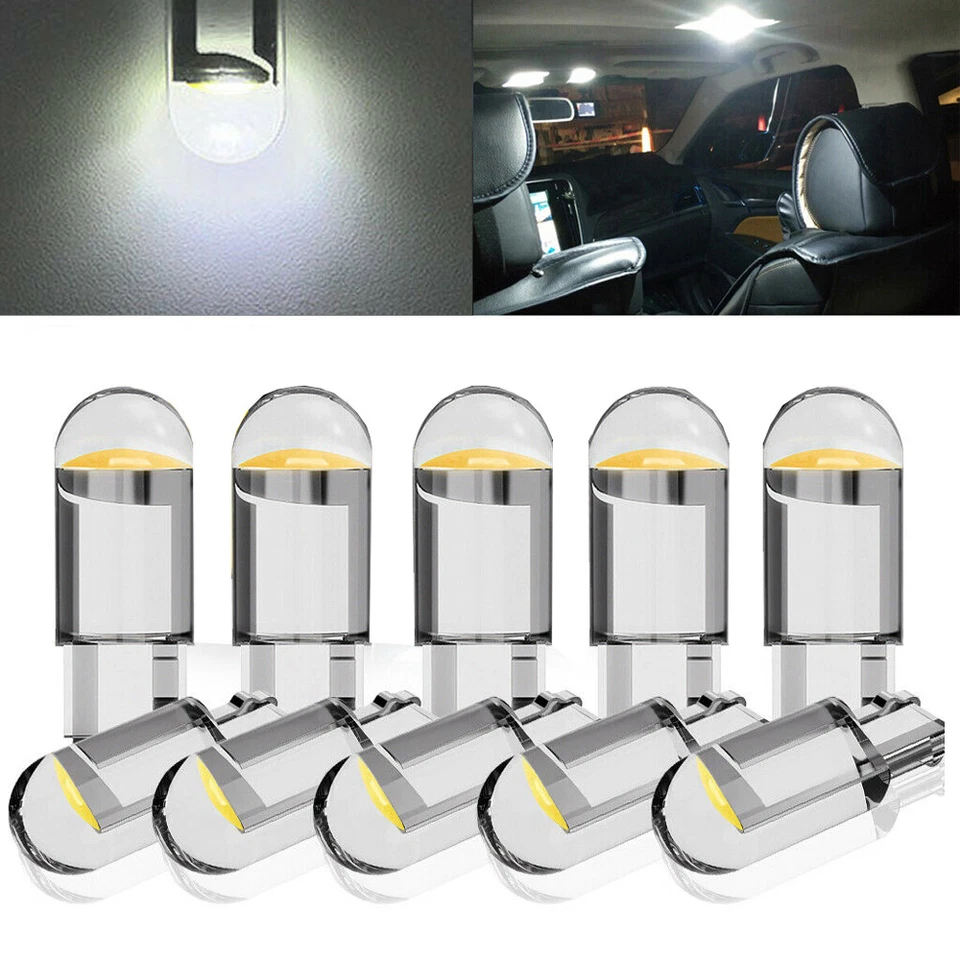 10pcs White LED T10 194 168 W5W Car Interior Map Trunk License Plate Light Bulbs - Image 1 of 4