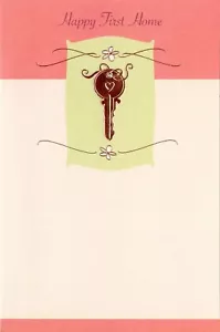 Tarjeta simple HAPPY FIRST HOME, 1ª casa, nueva llave de hogar de American Greetings + ✉ - Imagen 1 de 5