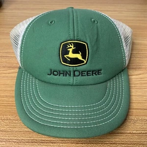 John Deere Trucker White Mesh Snapback, Black Logo, Foam - Picture 1 of 11