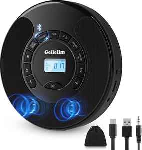 Gelielim Portable CD Player, Discman CD Player for Car with 60 Seconds anti Skip - Picture 1 of 12