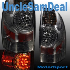 FOR 05-08 TOYOTA TACOMA SMOKE LENS CHROME HOUSING RED LED TAIL LIGHTS PAIR - Foto 1 di 2