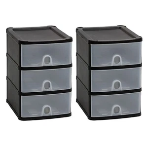 [Set of 2] 3 Tier Handy Tower Chest Drawers Clear Removable Compartment Multiuse - Picture 1 of 16