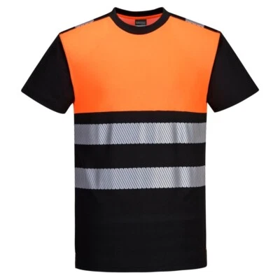 Portwest Two-Tone Hi-Vis T-Shirt S to XL High Visibility T-Shirt (Orange/Black) - Image 1 of 3