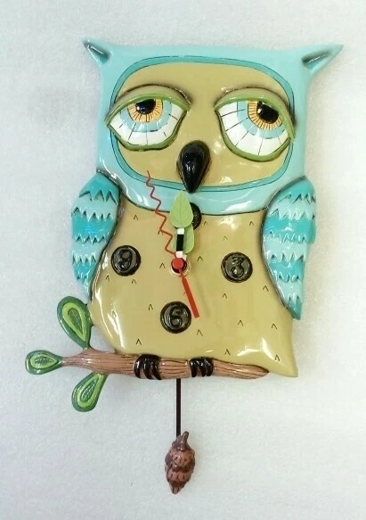 HORLOGE MURALE CHOUETTE BLEUE À BALANCIER ALLEN - Photo 1/1