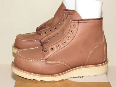 Botas Red Wing Classic Moc Toe Feminina Tamanho 5.5 Couro Mocha Marrom 6" Curto NOVO - Imagem 1 de 4