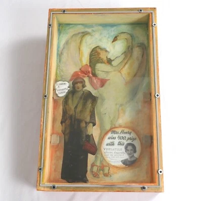 Arte encontrado firmado Madonna Phillips "I was a Fashion Slave" vidrio collage recubierto Foto 1 de 4