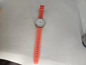 Fossil Watch Women Silver Tone BQ1622 Untested Needs New Battery Orange Band - Picture 1 of 8