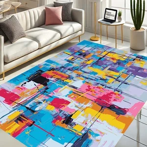 Abstract Art Rug, Colorful Floor Mat, Modern Living Carpet, Bright Art Rug - Picture 1 of 12
