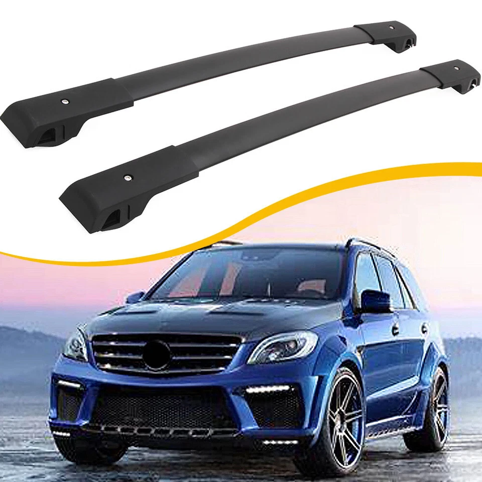 Black Cross Bar For Mercedes Benz ML GLE 2013-2019 With Raised Roof Rail - Imagem 1 de 4