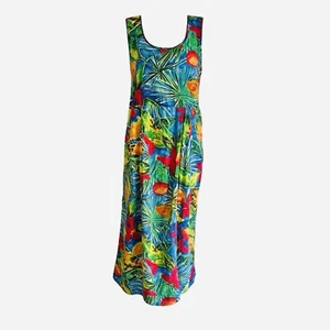 Jams World Hawaii Dress Women Medium Midi Colorful Floral Print Luau 1990’s - Picture 1 of 15