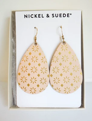 *Níquel e Camurça* Brincos de Lágrima de Couro Canyon Coral Sedona - PEQUENOS - NOVOS! - Imagem 1 de 3