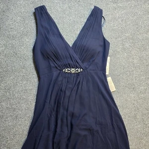 Eliza J Dress Womens Size 14 Blue Rhinestones Maxi Black Tie Mother Bride Formal - Picture 1 of 13