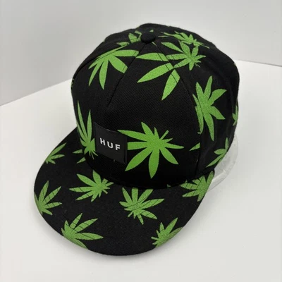 Gorra HUF Snap Back negra verde con estampado de hojas de vida vegetal para hombre hecha en EE. UU. en todas partes Foto 1 de 4