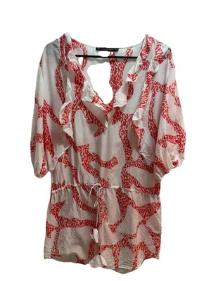 Vix Paula Hermanny, Women Orange And White Vintage Short Cover-Up Size M - Image 1 of 4