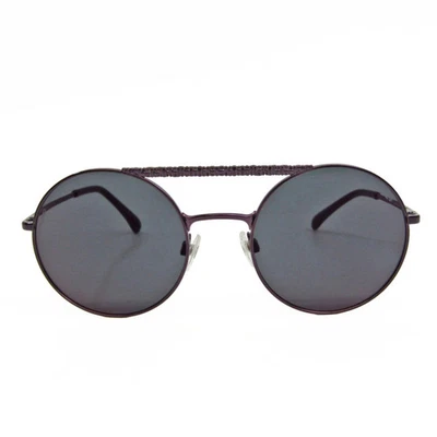 Óculos de sol CHANEL A71238 redondo metal roxo preto lente corrente ponte autêntico - Imagem 1 de 4