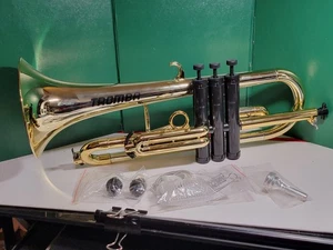 tromba plástico oro cromo plástico trompeta con boquilla metal - Imagen 1 de 8