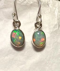 Natural Honeycomb Ethiopian Opal Earrings 1” 925 Sterling Silver 🌹 - Picture 1 of 12