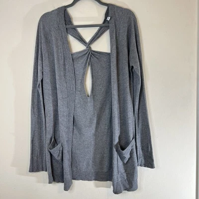 RVCA Cardigan Lightweight Cut Out Twist Back Sz Small Gray Long Sleeve - Image 1 of 4