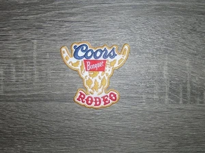 Coors Banquet Rodeo Bull Gold/Red Embroidered Iron On Patch 3" x 3" - Picture 1 of 2