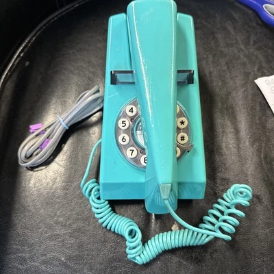 Retro Trimphone Two Tone Rotary Telephone 1970s  turquoise  - Image 1 of 4