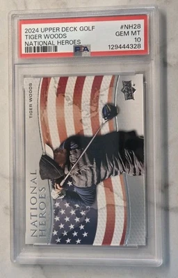 Cartão de golfe Tiger Woods 2024 Upper Deck National Heroes PSA 10 GEM ESTADO PERFEITO #NH28 - Imagem 1 de 2