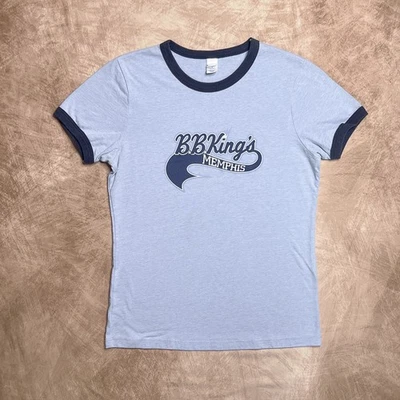 Vintage Y2K B.B. Camiseta de bebé King's Memphis Ringer azul Bella manga corta Foto 1 de 4