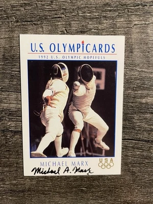Tarjeta firmada por Michael Marx 1992 Impel U.S. Olympicards #43 esgrima automática Foto 1 de 2
