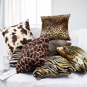 Animal Leopard Zebra Polyester Both Sides Deco Cushion Cover Throw Pillow Case - Picture 1 of 21