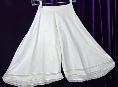 Tight lacer Antique Edwardian Wide Leg  Pantalettes White Pirate Bloomers - Image 1 of 3