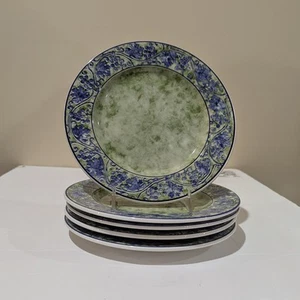 NEW Quadrifoglio Elegant Green and Blue 5 Pc Salad Plates Set - Picture 1 of 5