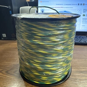 1000' SEA Woee 18AWG Stranded HookUp Wire PVC UL1015 16/30 green/yellow Bin22 - Picture 1 of 4