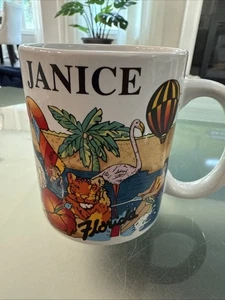 J&P Ent. Florida - Personalisierter JANICE Kaffeebecher - Flamingo Strand Wasser Orca - Bild 1 von 3