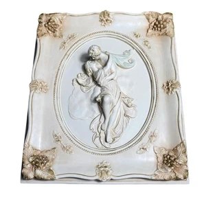 Vintage MCM Chalkware Romantic 3D Relief Art Deco Plaque Alexander Backer 1950's - Picture 1 of 11