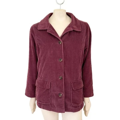 L.L. BEAN Oversized Corduroy Barn Chore Coat in Magenta WOMEN'S MEDIUM PETITE - Image 1 of 4