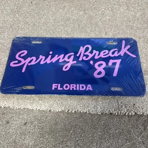 Placa de matrícula vintage Spring Break '87 Florida etiqueta de coche nueva metal aluminio - Imagen 1 de 2