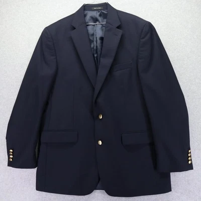 Blazer Chaps Para Hombres 42L Lana Latón 2 Botones Traje Abrigo Chaqueta Formal Azul Marino Foto 1 de 4