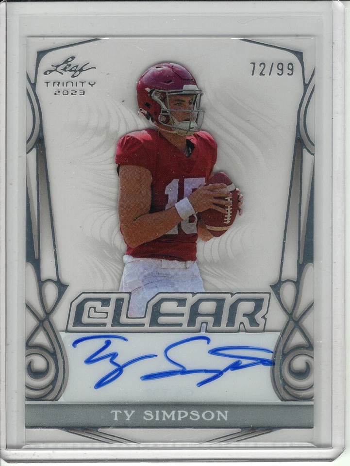 2023 LEAF TRINITY CLEAR TY SIMPSON ROOKIE/RC AUTO #72/99 - Image 1 of 2