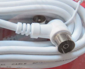Audio Video COAXIAL CABLE Coax Male to Coax Female 5m White 75 Ohm 3C 2V DECTEL - Bild 1 von 4