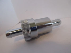 CHROME INLINE FUEL FILTER 3/8" IN/OUT UNIVERSAL CAR TRUCK RAT ROD  HOT ROD#9407  - Picture 1 of 7