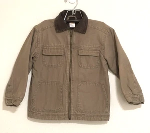 Boys Jacket Lined Size 5 Canvas Duck Gymboree Tan 100% Cotton Outer Shell Zipper - Picture 1 of 10