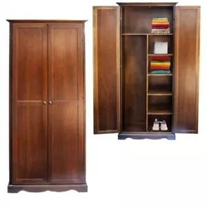 ARMADIO MULTIUSO ANTE BATTENTI ARTE POVERA COLORE NOCE SCURO cm 87x40x192H - Photo 1 sur 10