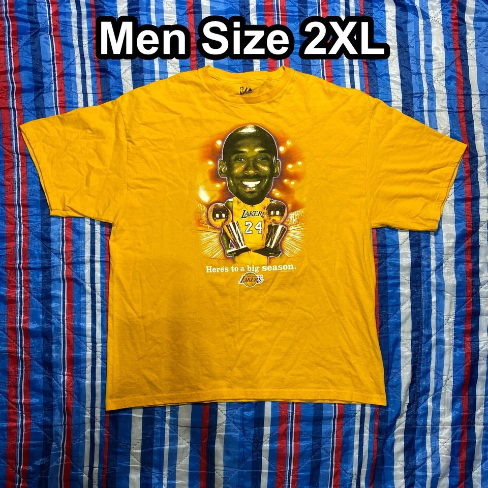 RARE 2010 Majestic Kobe Bryant Here’s To A Big Season Yellow Shirt Black Mamba - Image 1 of 4