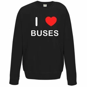 Buses I Love Sweater Pullover Adult Crew Neck Long Sleeved Sweatshirt - Picture 1 of 34