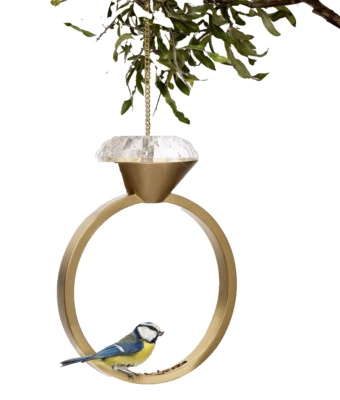Julia Moss Designs Jardín Gloria Diamante Anillo Alimentador Pájaros Tono Dorado Foto 1 de 4