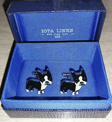 Abotoaduras para cachorros Boston Terrier novo na caixa Iota Links NYC presente de casamento noivo/padrinhos - Imagem 1 de 4