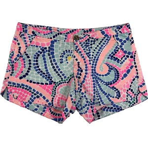 Lilly Pulitzer Adie Shorts Women's 0 Tile Wave Multi-Colored Cotton Coastal - Picture 1 of 8