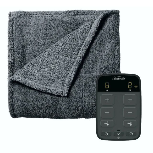 Sunbeam LoftTec Wi-Fi Connected Queen Size Heated Blanket - Gray
