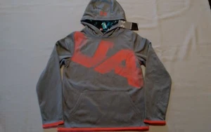 Under Armour ColdGear Hoodie Boys Large Performance Gray & Neon Orange NWT - Picture 1 of 10