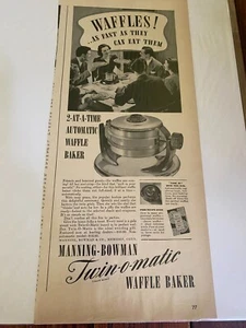 Vintage 1939 Manning-Bowman Waffle Baker ad - Picture 1 of 1