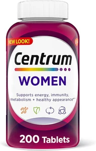Centrum Multivitamin for Women 200 Count Tablets with Iron Vitamin D3 B Vitamins - Picture 1 of 5